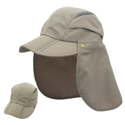 Connectyle Men's Sun Hat with Detachable Neck Flap Adjustable Outdoor UPF 50+ Baseball Sun Cap for Fishing Hiking Golfing - color: Light Grey
