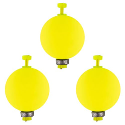 Dr.Fish 10 Pack Weighted Fishing Bobbers Snap-on Spring Floats EVA Foam Push Button Clip on Floats Fly Fishing Trout Bass Crappie Catfish - color: Chartreuse, size: Diam 1.25''(1/4oz)
