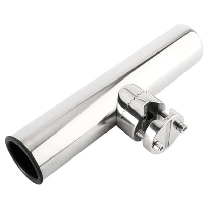 NovelBee 2pcs Stainless Steel Clamp on Fishing Rod Holders with Black Rubber Insert for Rails 7/8" to 1"
