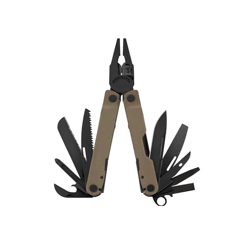 LEATHERMAN, Rebar Multitool with Premium Replaceable Wire Cutters and Saw, Coyote Tan - color: Black/Tan