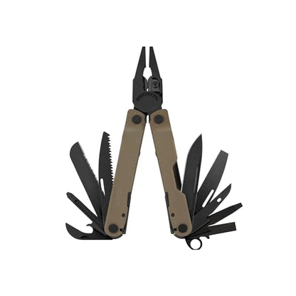 LEATHERMAN, Rebar Multitool with Premium Replaceable Wire Cutters and Saw, Coyote Tan - color: Black/Tan