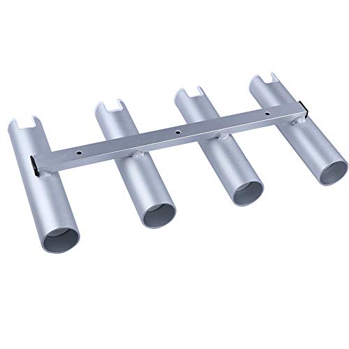 Aluminium Wall-Mounted Fishing Rod Holder for Boat, Garage & Marine - Holds Rods & Poles - color: Large Silver 4 Tubes