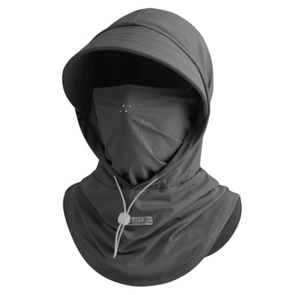 Cooling Breathable Balaclava Full Face Mask with Wide Brim Sun UV Protection Hood for Men Women Fishing Motorcycle Skiing - color: Dark Gray