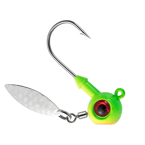 Dr.Fish 10 Pack Crappie Fishing Jigs Stand Up Round Jig Heads Painted Fishing Lure Spinner Blade Walleye Bass Trout Bluegill Freshwater Saltwater - color: Firetiger, size: 3/16oz-Hook #2