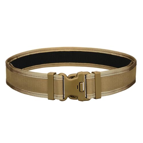 LAKE OF FIRE Nylon Mens Tactical Belt,2" Heavy-Duty Work Belt with Adjustable,Quick Release,Wear-Resistant - color: Brown
