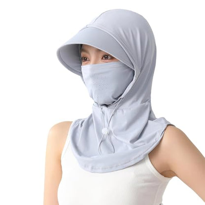 3 in 1 Summer Cooling Balaclava Breathable Sun UV Protection Hood Face Mask with Ear Loops for Men Women - color: Light Gray