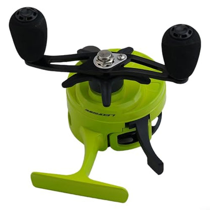 Ice Fishing Reel Inline with Magnetic Drop System, 3s.2:1 Gear Ratio 3s+1 Bearing Spool, Two-Way Lever for Winter Raft Braking, ABS Metal - color: yellow-green, size: left hand