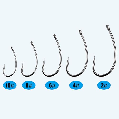 OROOTL Barbless Fishing Hooks, 180pcs Carp Fishing Hooks Barbless Carp Hooks Circle Hook Freshwater Saltwater Fly Tying Hooks Carp Hair Fishing Tackle - size: 10#-180pcs