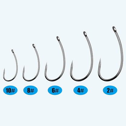 OROOTL Barbless Fishing Hooks, 180pcs Carp Fishing Hooks Barbless Carp Hooks Circle Hook Freshwater Saltwater Fly Tying Hooks Carp Hair Fishing Tackle - size: 10#-180pcs