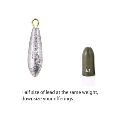 12 Pack Tungsten Bullet Fishing Weights, Insert Free Worm Sinkers, 1/8 3/16 1/4 3/8 1/2 oz - color: No Chip Black, size: 1 oz - 5pcs