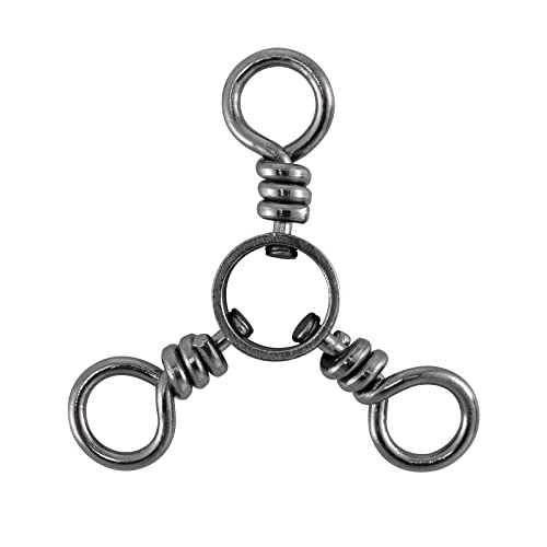 Dr.Fish 50 Pack 3 Way Swivel Fishing Tackle 30-220Lb Catfish Swivels Three Way Rigs Freshwater Saltwater Catfish Tackle - size: #1(83Lb)-50 Pack