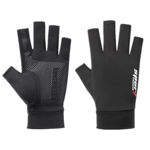 INOGIH Half-Finger Driving Gloves for Men Women,Summer Lightweight Non-Slip Sun-Gloves for Cycling Fishing Sailing Rowing - color: Black