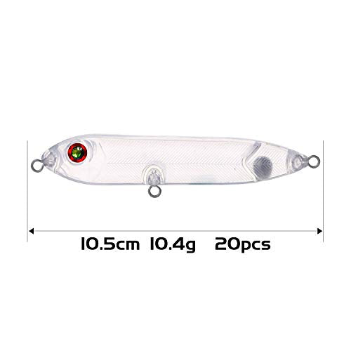 Lure Blanks,Crankbait Blanks Fishing Lures Set,20PCS 10.5cm 10.4g Blank Unpainted Hard Lures Kit,Fishing Lures DIY Kit