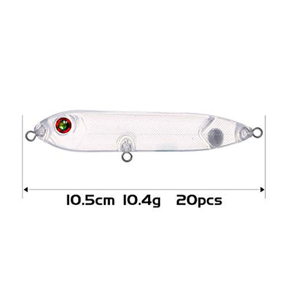 Lure Blanks,Crankbait Blanks Fishing Lures Set,20PCS 10.5cm 10.4g Blank Unpainted Hard Lures Kit,Fishing Lures DIY Kit