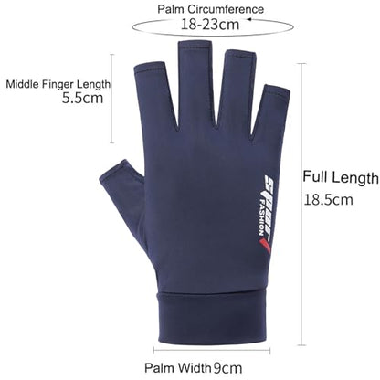 UTOWO Mens Spring/Summe Half Finger Gloves Outdoor Hiking Driving Cycling Riding Breathable Sunblock Gloves UV Protection - color: Navy Blue