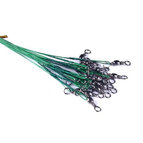 20 Pcs 20cm Super Strong Tensile Force Anti Bite Steel Fishing Line Steel Wire Leader with Rotating Snaps Fishing Lead Wire Nice