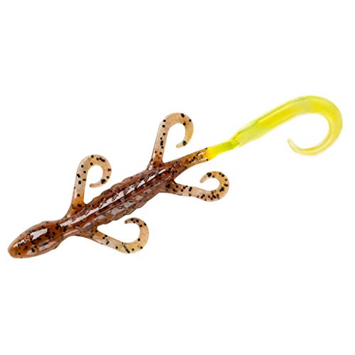 YUM Lizard Ultimate Finesse Lizard Soft Plastic Swim-Bait Bass Fishing Lure with Curly Legs and Tail - color: Carolina Pumpkin/Chartreuse