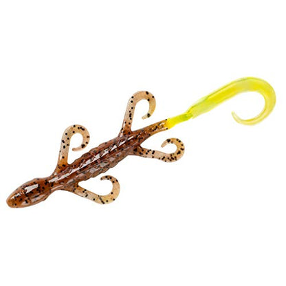 YUM Lizard Ultimate Finesse Lizard Soft Plastic Swim-Bait Bass Fishing Lure with Curly Legs and Tail - color: Carolina Pumpkin/Chartreuse