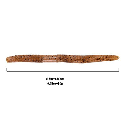 Soft Plastic Bass Fishing Lure 5.3" Senko Style Worms-Salt Impregnation, Ribbed Design Slow Sinking Swimbaits - color: 02-Carolina pumpkin