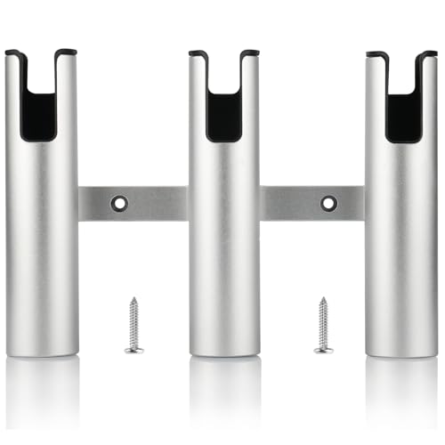 Aluminum Fishing Boat Rod Holder,3/4 Link Tube Aluminum Rod Rack, Suit Boats & Yacht ,Silver - color: Silver 3 Tube