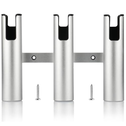 Aluminum Fishing Boat Rod Holder,3/4 Link Tube Aluminum Rod Rack, Suit Boats & Yacht ,Silver - color: Silver 3 Tube