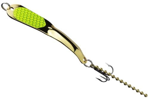 IRON DECOY Steely Fishing Lure Spoon, Casting, Trolling, Jigging, Ice, Lake, River, Stream, Freshwater, Trout, Bass, Walleye, Salmon, Crappie, Pike - color: Gold Chartreuse, size: 1 OZ