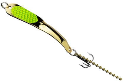 IRON DECOY Steely Fishing Lure Spoon, Casting, Trolling, Jigging, Ice, Lake, River, Stream, Freshwater, Trout, Bass, Walleye, Salmon, Crappie, Pike - color: Gold Chartreuse, size: 1 OZ