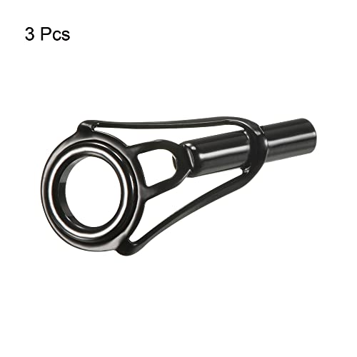 PATIKIL Tube Dia Fishing Rod Tips Repair Kit, Stainless Steel Black Guide Ring for Fishing - size: 3.4mm