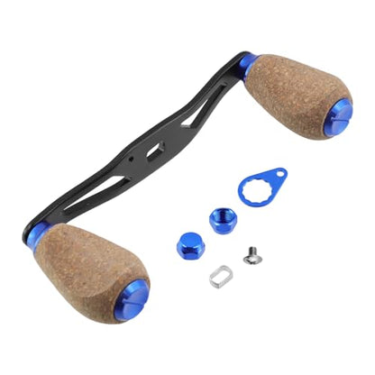 Fishing Reel Handle Replacement Parts Blue Fishing Baitcasting Reel Handle Rocker Arm Girp Fishing Rod Spinning Reel Grip with Wood Knob - color: Blue