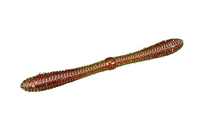 Lunker City Fishing 5" Spanky Worm 3 Pack Bundle Soft Plastic Bass Lure Wacky Rig Salted Jigging Stick Bait, 21 Total Lures, Made in The USA - color: 144 Watermelon Red Flake