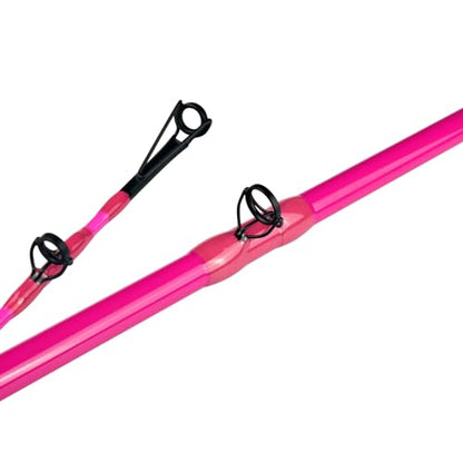 Monster Catfish Casting Rod, 7' MH Glow-in-Dark 1-Piece | Glow catfish rod with S-glass carbon blank, EVA grip, stainless guides, 10-50lb line and 1-10oz lures for night fishing - color: Pink, size: ["Catfish Rod 7'-1pc-Medium Heavy"]