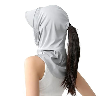 3 in 1 Summer Cooling Balaclava Breathable Sun UV Protection Hood Face Mask with Ear Loops for Men Women - color: Light Gray