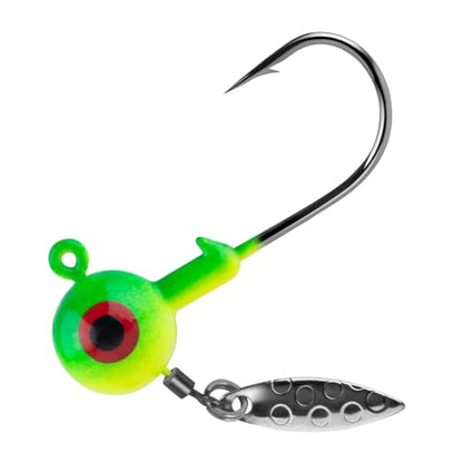 Dr.Fish 10 Pack Underspin Jigs Heads Freshwater Fishing Jig Spinner Stand up Swimbait Bass Walleye Fishing Hooks Willow Blade Round Bottom - color: Firetiger, size: 1/4oz