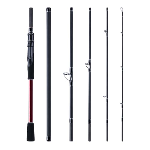 Goture Travel Fishing Rod - Spinning Fishing Rods - Portable 5/6 Sections Adjustable-Length Lightweight 24T Carbon Fiber Fishing Rods for Saltwater Freshwater Trout Bass Walleye Pike, Red - color: 906S - 8.9ft/2.7m spining rod