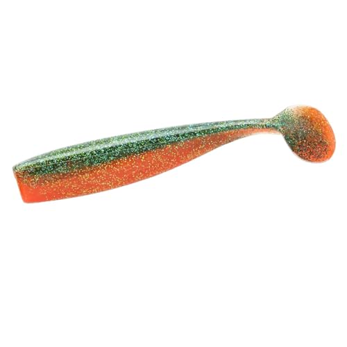 Lunker City Fishing Shaker 3.25" Swimbait Soft Plastic Bass Walleye Lure Saltwater Swimming Tail Action Pike Swim Bait, 7 Per Bag, Made in The USA - color: 169 Metallic Carrot