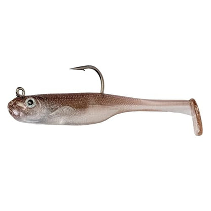 Strike King Homing Minnow Fishing Lure, Pre-Rigged Soft Plastic Swimbait, 3-Pack - color: Reel Shad, size: 3"