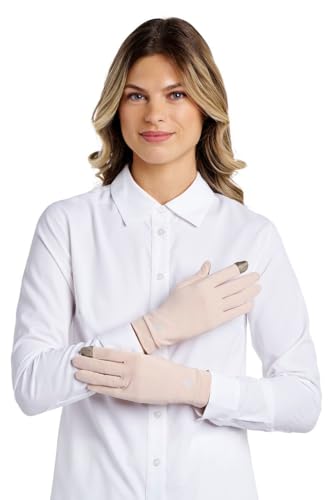 Coolibar Full Finger UV Sun Gloves - UPF 50+ Sun Protection - Gannett - color: Beige, size: Large