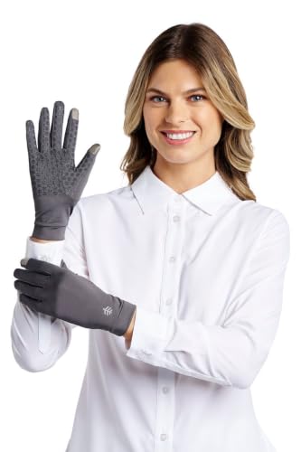 Coolibar Full Finger UV Sun Gloves - UPF 50+ Sun Protection - Gannett - color: Charcoal, size: X-Small