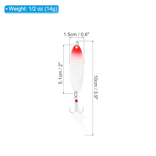 PATIKIL Fishing Spoons, Fishing Lures Casting Spoon Treble Hook Jigs Spinner Baits for Freshwater Saltwater - style: 1/2oz
