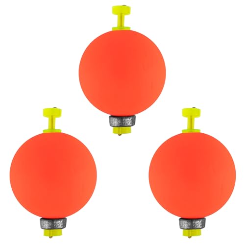 Dr.Fish 10 Pack Weighted Fishing Bobbers Snap-on Spring Floats EVA Foam Push Button Clip on Floats Fly Fishing Trout Bass Crappie Catfish - color: Red, size: Diam 1.5''(3/8oz)