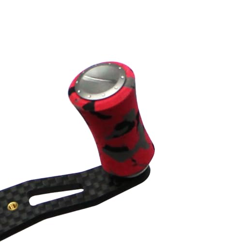 Mr. Z 95mm Carbon Fiber Baitcasting Reel Handle Compatible for Abu Garcia Shimano Daiwa Light Weight Low Profile Casting Reel - color: CAMO Red, size: Left-handed