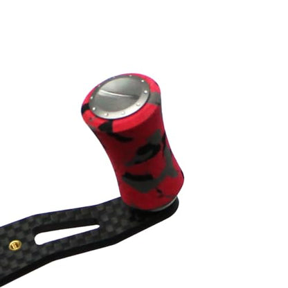Mr. Z 95mm Carbon Fiber Baitcasting Reel Handle Compatible for Abu Garcia Shimano Daiwa Light Weight Low Profile Casting Reel - color: CAMO Red, size: Left-handed