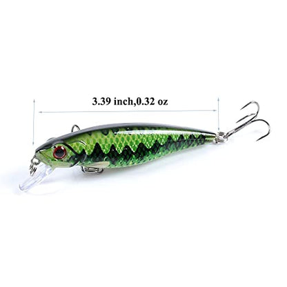 6 Pcs Vivid Minnow Lures, as Plugs Crankbait Pack and Jerkbaits for Trout Bass Walleye Salmon Redfish in Saltwater and Freshwater 28