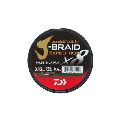 DAIWA J-Braid Expedition X8E, 150m, Dark Green, Braided Fishing Line - size: 165yds / 35.3lbs