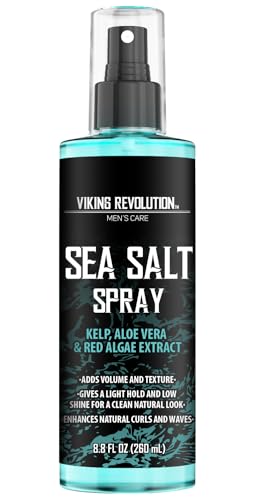 Viking Revolution Sea Salt Spray for Men - Hair Texturizing Spray with Kelp, Aloe Vera and Red Algae Extract - Surf Sprays to Add Volume and Texture for Men and Women Beach Hair - 8.8oz - size: 8.8 Fl Oz (Pack of 1), style: Sea Salt Spray