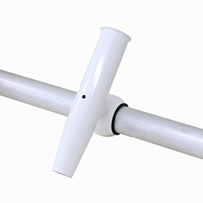 T-Top Rod Holder Aluminum Single clamp on fit 2.5",2.375",2.25",2" inch Horizontal or Vertical Fishing Boat Tower/Leaning Post/Rail Raider - color: White