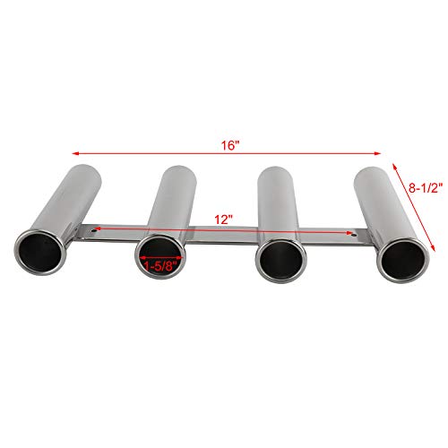 YaeMarine Fishing Rod Holder 316 Stainless Steel Fishing Rod Rack 3Tube/4Tube/5Tube/6Tube Mirror Finish for Marine Boat Yacht Camper - style: 4 Tube