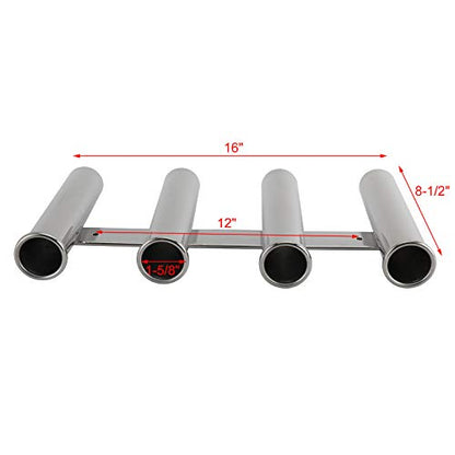 YaeMarine Fishing Rod Holder 316 Stainless Steel Fishing Rod Rack 3Tube/4Tube/5Tube/6Tube Mirror Finish for Marine Boat Yacht Camper - style: 4 Tube