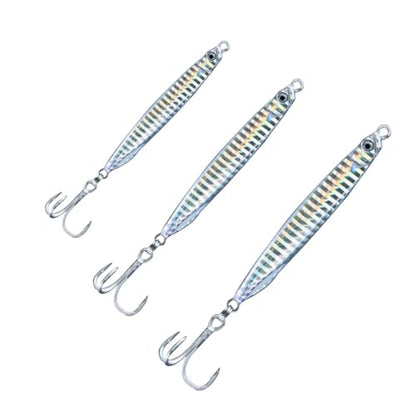 Saltwater Fishing Lures Fishing Jigs Fishing Spoons for Striped bass, Pompano, Spanish Mackerel ，Bluefish - color: Silver (3pcs), size: 1.40 oz + 1.80 oz + 2.00 oz / 40 g + 50 g + 60 g
