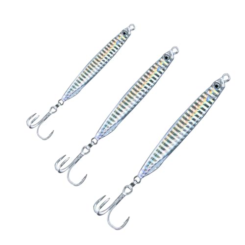 Saltwater Fishing Lures Fishing Jigs Fishing Spoons for Striped bass, Pompano, Spanish Mackerel ，Bluefish - color: Silver (3pcs), size: 1.40 oz + 1.80 oz + 2.00 oz / 40 g + 50 g + 60 g